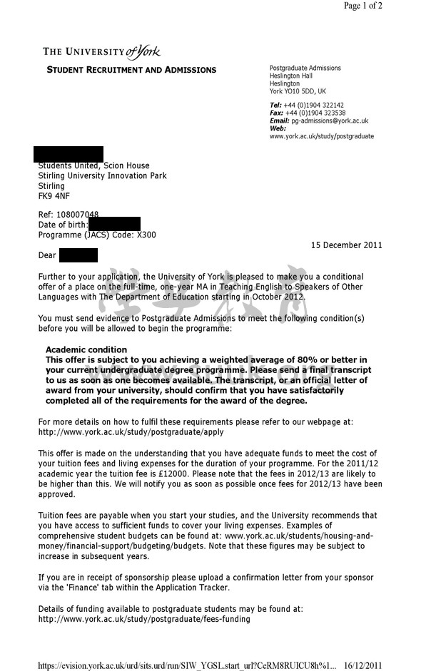 英国约克大学英语教学硕士