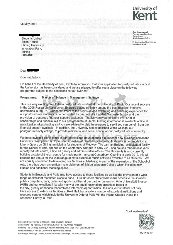 英国肯特大学管理学硕士