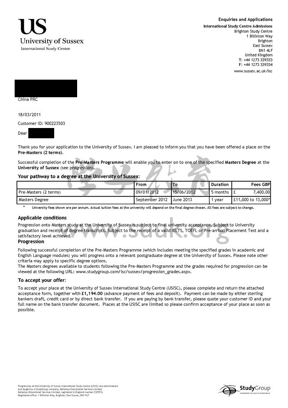 英国萨塞克斯大学硕士预科