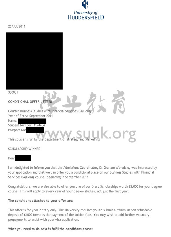英国哈德斯菲尔德大学商务和金融服务学本科大三