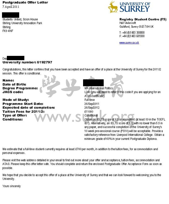 英国萨里大学国际政治学硕士