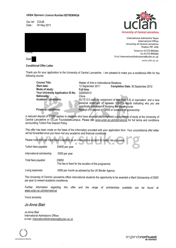 英国中央兰开夏大学国际关系学硕士