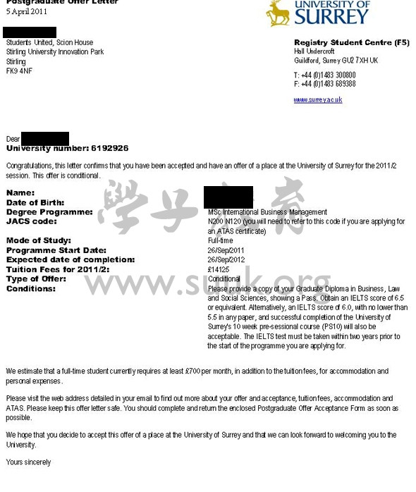英国萨里大学国际商务管理学硕士