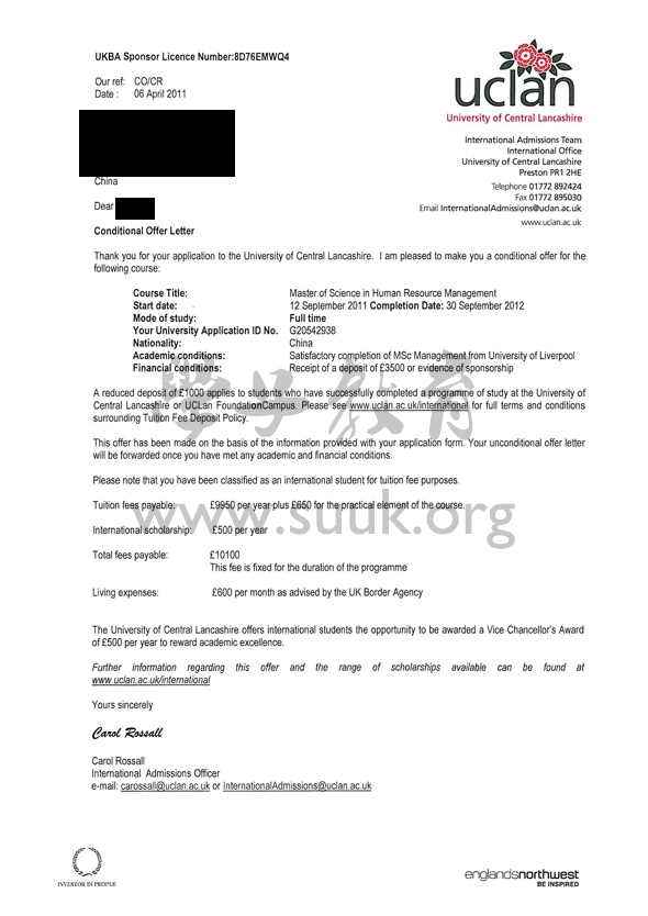 英国中央兰开夏大学人力资源管理学硕士