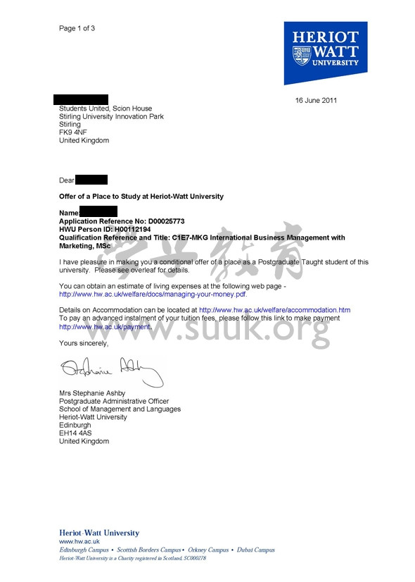 英国赫瑞瓦特大学国际商务管理和市场营销学硕士