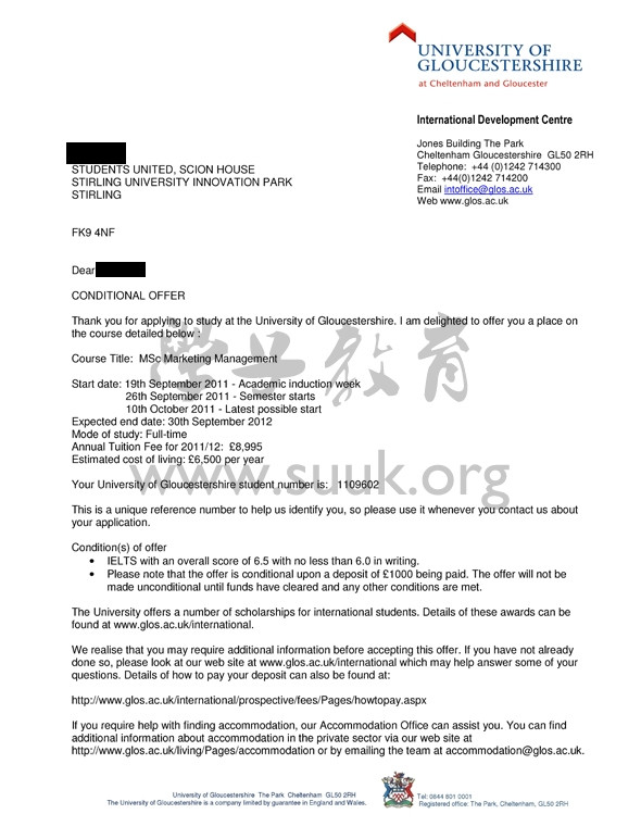 英国格洛斯特大学市场营销管理学硕士