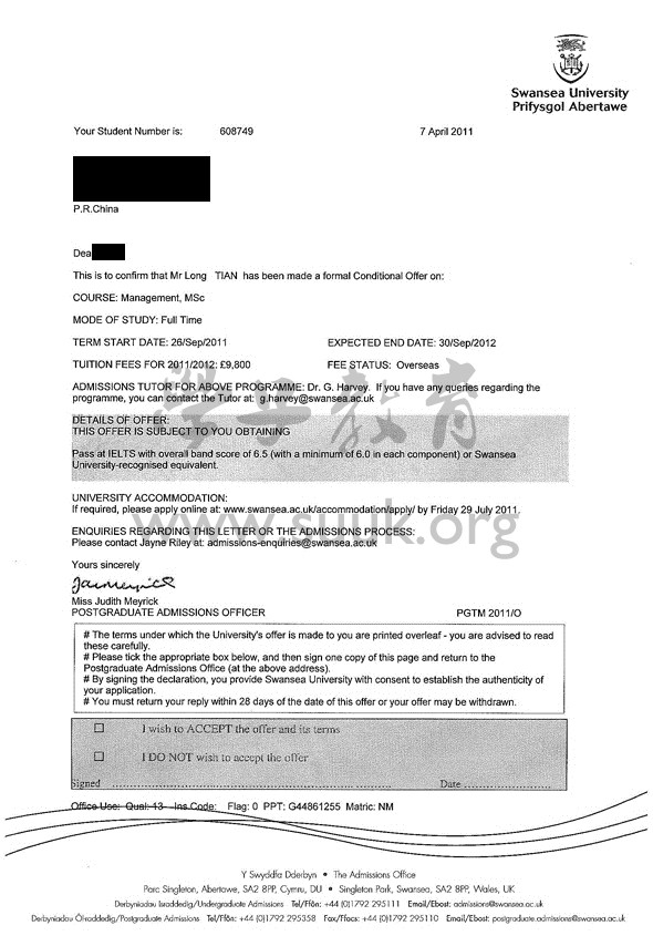 英国斯旺西大学管理学硕士