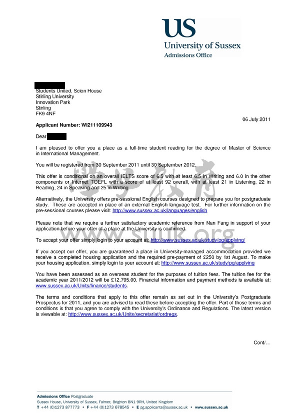 英国萨塞克斯大学国际管理学硕士