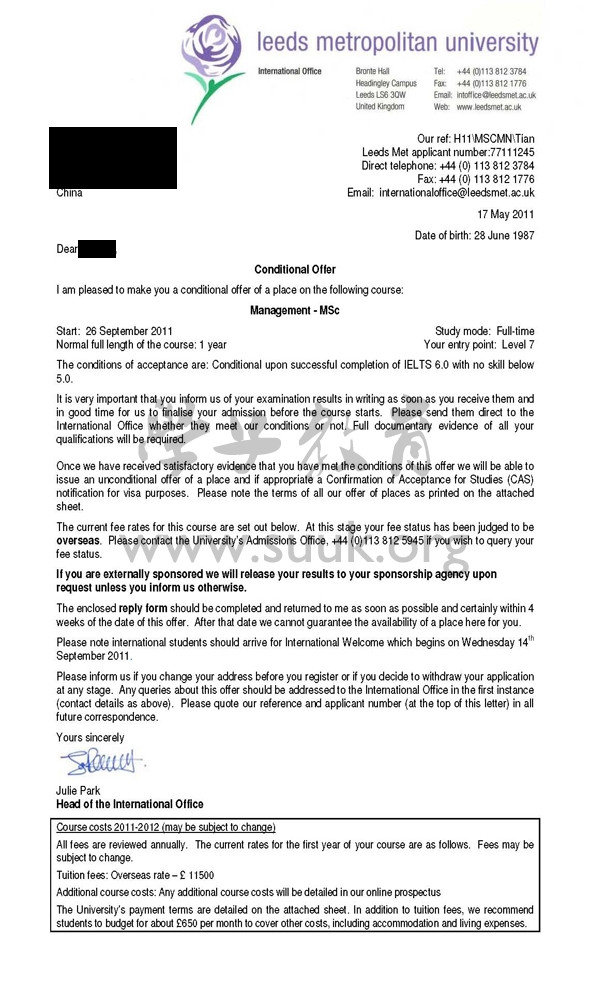 英国利兹城市大学管理学硕士
