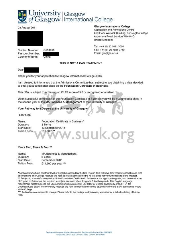 英国格拉斯哥大学商务学本科预科