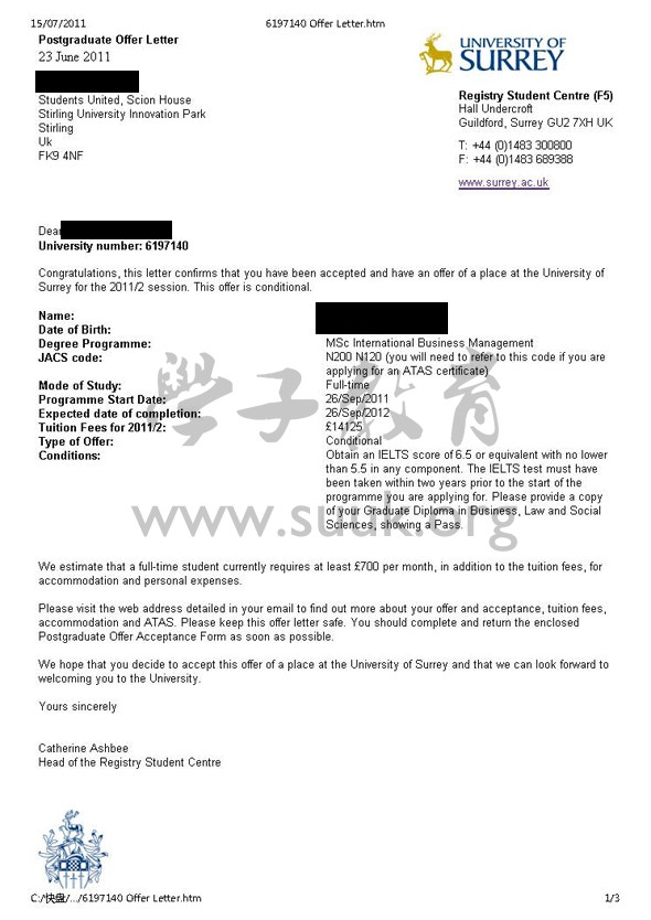 英国萨里大学国际商务管理学硕士