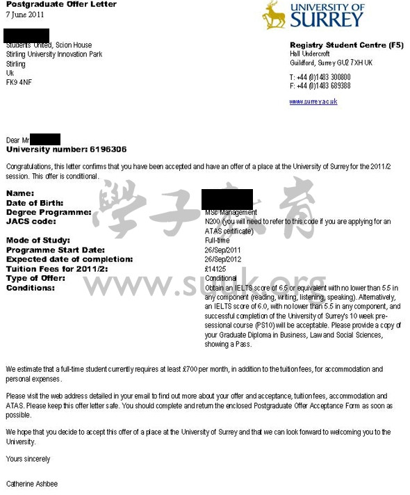 英国萨里大学管理学硕士