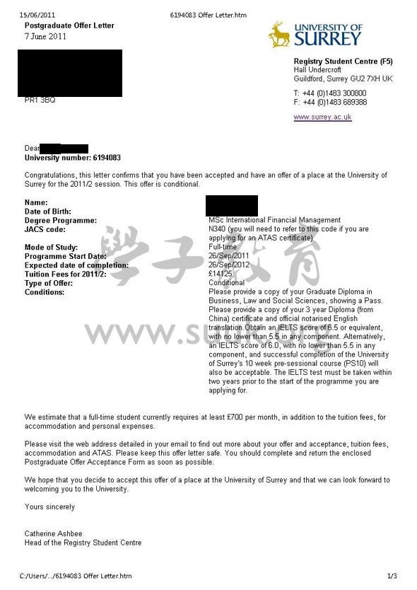 英国萨里大学国际金融管理学硕士