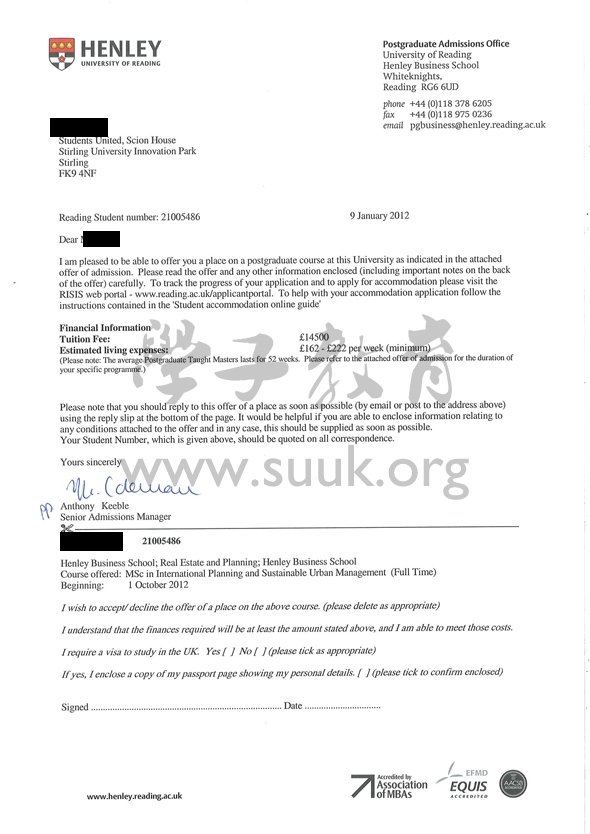 英国雷丁大学国际规划和可持续城市管理学硕士