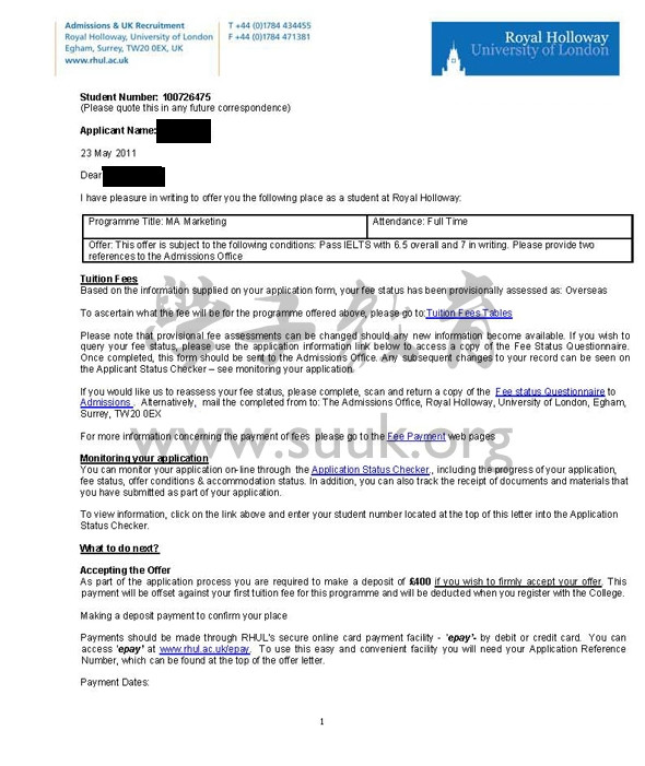 英国伦敦大学皇家霍洛威市场营销学硕士