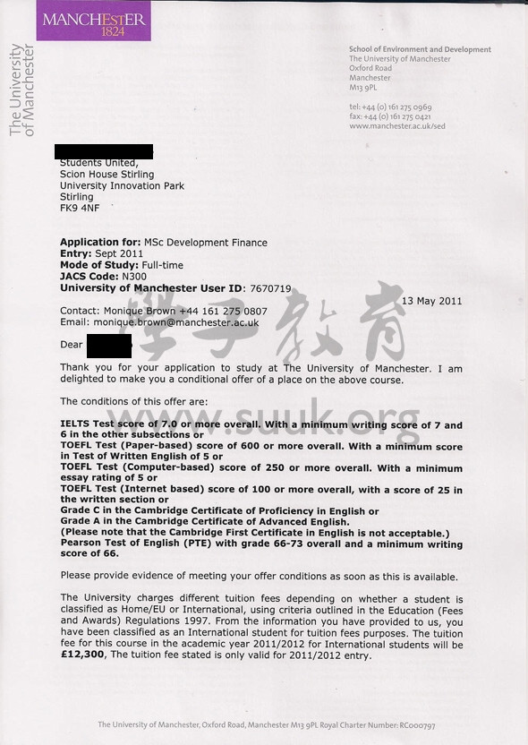 英国曼彻斯特大学发展金融学硕士