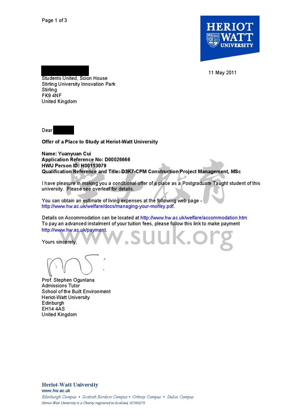 英国赫瑞瓦特大学建筑项目管理学硕士