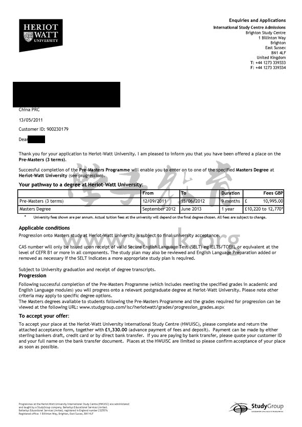 英国赫瑞瓦特大学硕士预科