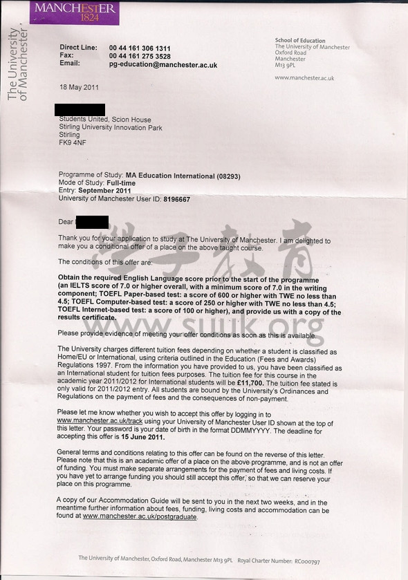 英国曼彻斯特大学国际教育学硕士