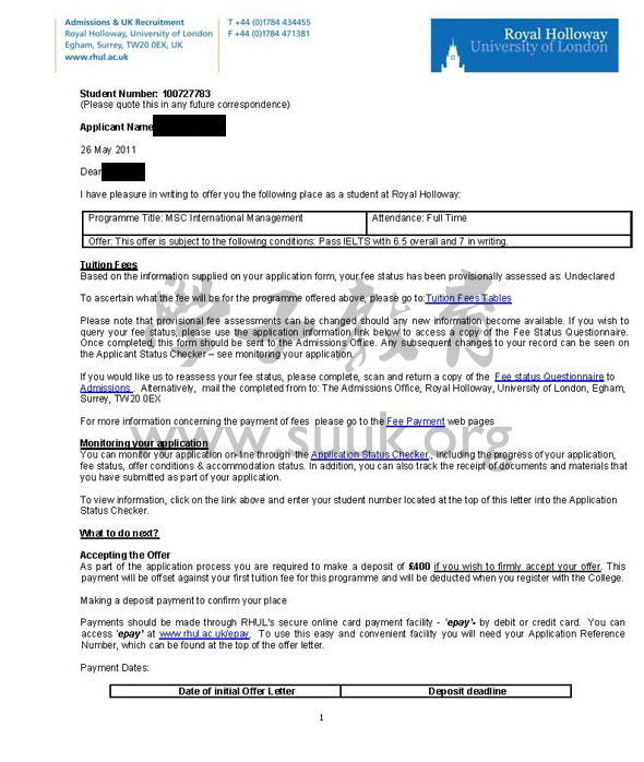 英国伦敦大学皇家霍洛威大学国际管理学硕士