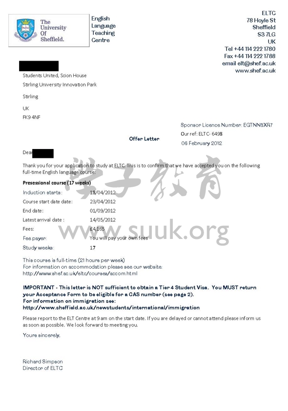 英国谢菲尔德大学17周英语语言课程