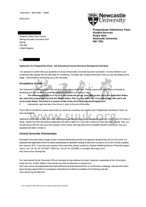 英国纽卡斯尔大学国际人力资源管理学硕士