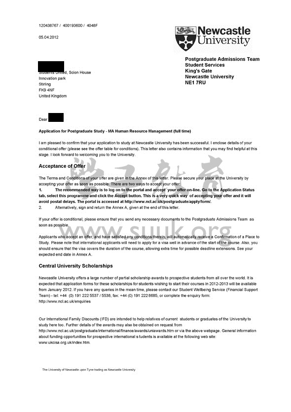 英国纽卡斯尔大学人力资源管理学硕士