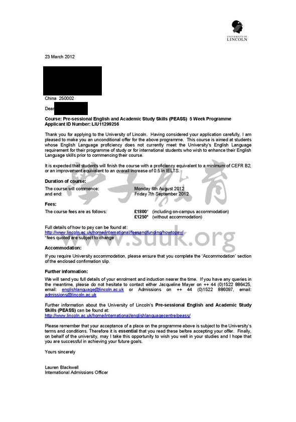 英国林肯大学5周英语语言课程