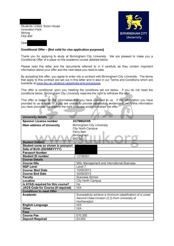 英国伯明翰城市大学管理和国际商务学硕士