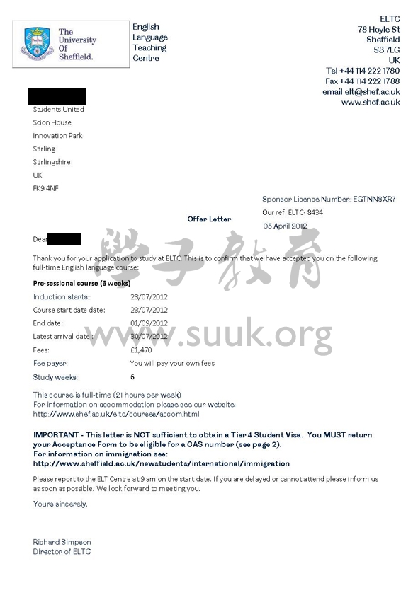 英国谢菲尔德大学6周英语语言课程