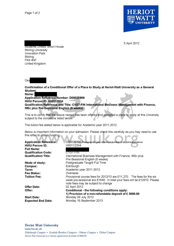 英国赫瑞瓦特大学6周英语语言课程