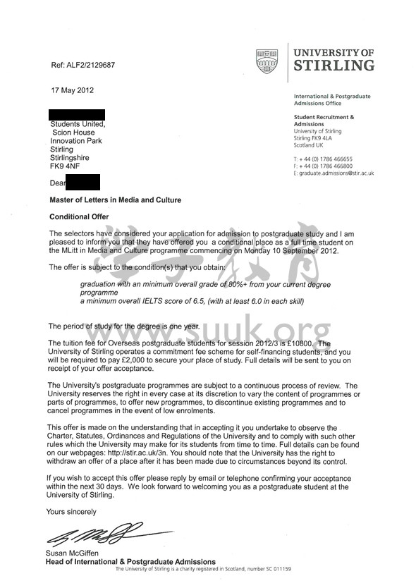 英国斯特林大学传媒与文化学硕士