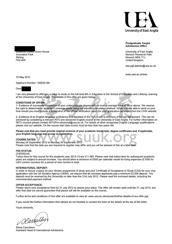 英国东英格利亚大学教育学硕士