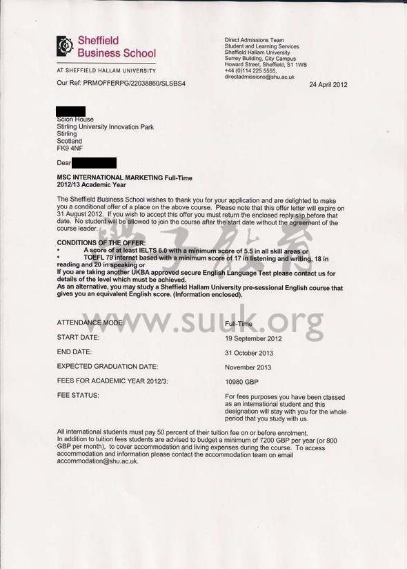 英国谢菲尔德哈雷姆大学国际营销学硕士