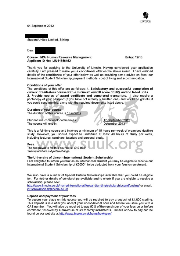 英国林肯大学人力资源管理学硕士