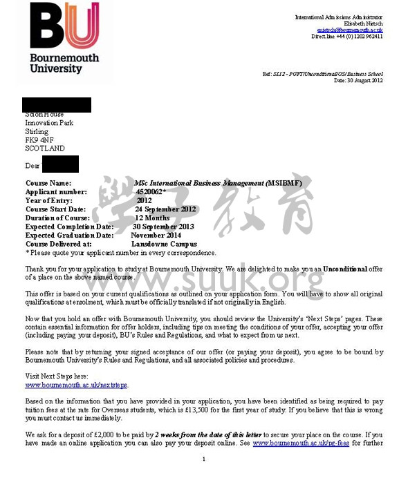 英国伯恩茅斯大学国际商务管理学硕士