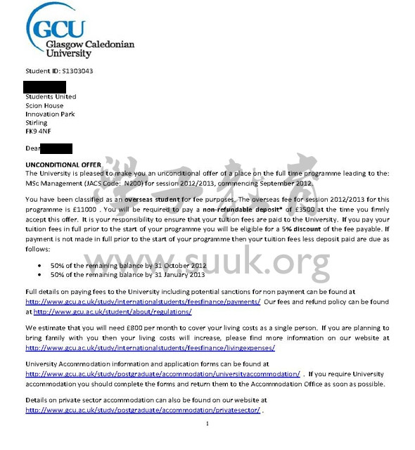 英国格拉斯哥喀利多尼亚大学管理学硕士