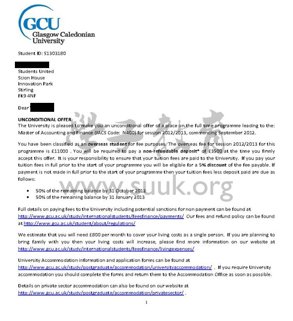 英国格拉斯哥喀里多尼亚大学会计和金融学硕士
