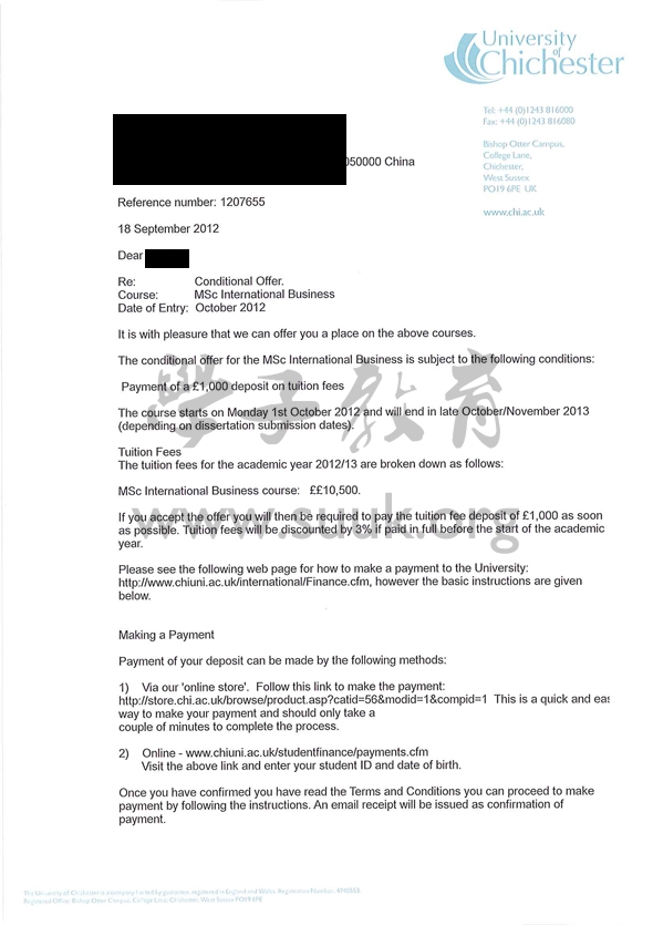 英国奇切斯特大学国际商务学硕士