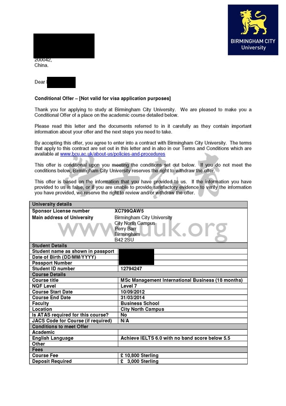 英国伯明翰城市大学管理(国际商务)学硕士