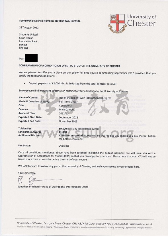 英国切斯特大学管理与国际商务学硕士