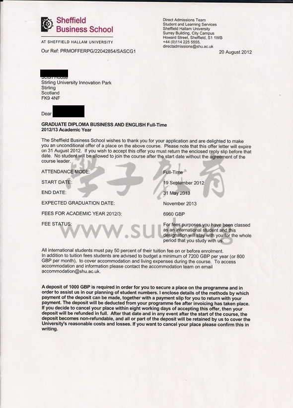 英国谢菲尔德哈雷姆大学商务英语学硕士预科