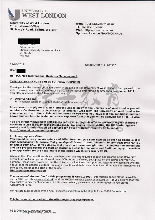 英国西伦敦大学国际商务管理学硕士