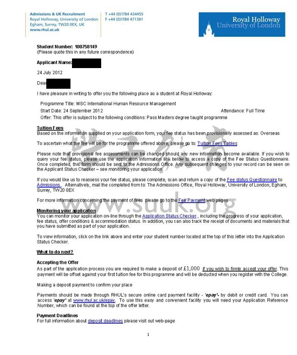 英国皇家霍洛威伦敦大学国际人力资源管理学硕士