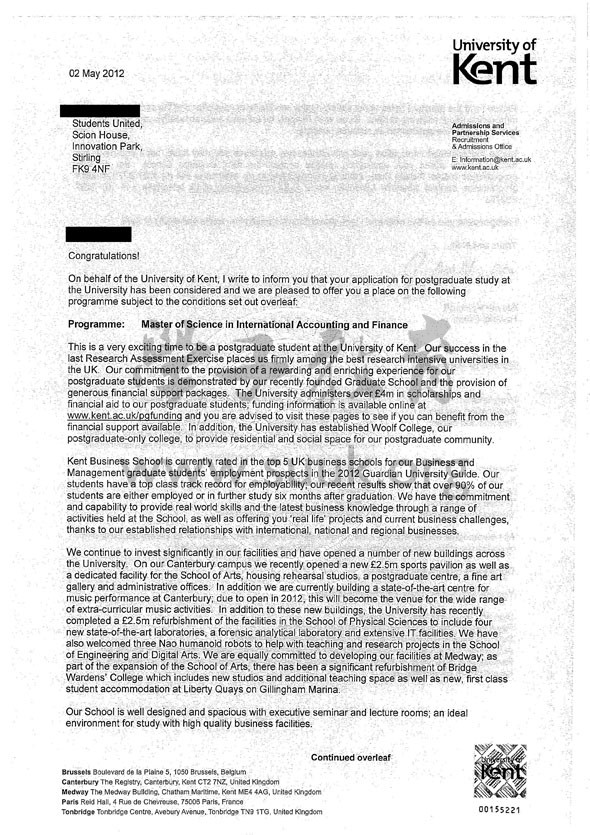 英国肯特大学国际会计和企业管理硕士