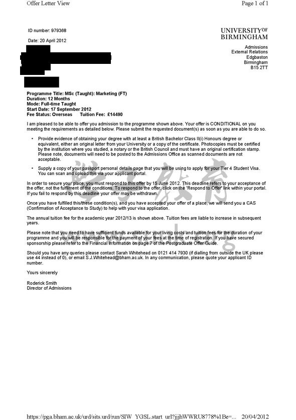 英国伯明翰大学市场学硕士