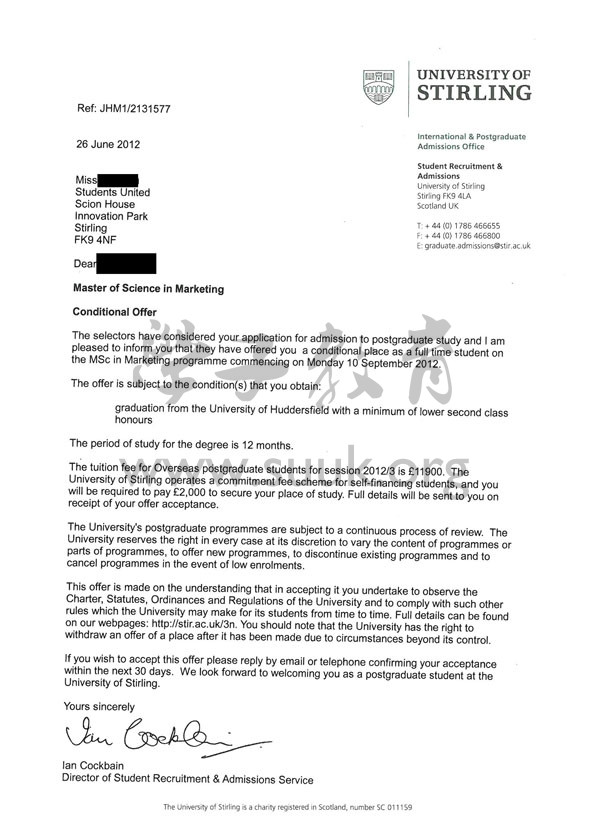 英国斯特林大学市场学硕士