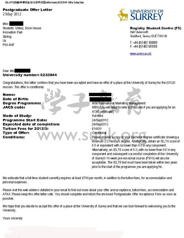 英国萨里大学国际市场管理学硕士