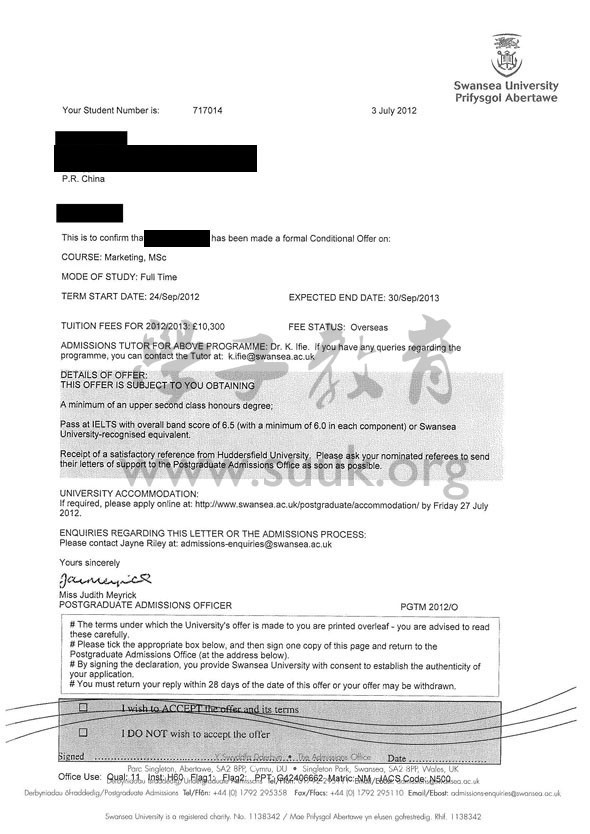 英国斯旺西大学市场学硕士