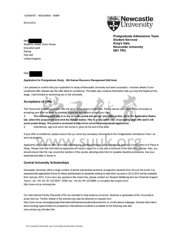 英国纽卡斯尔大学人力资源管理硕士
